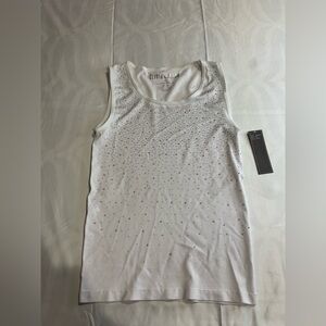 BNWT Olivia Jordan Diamond Lux Embellished White Sleeveless Top Size M/L
